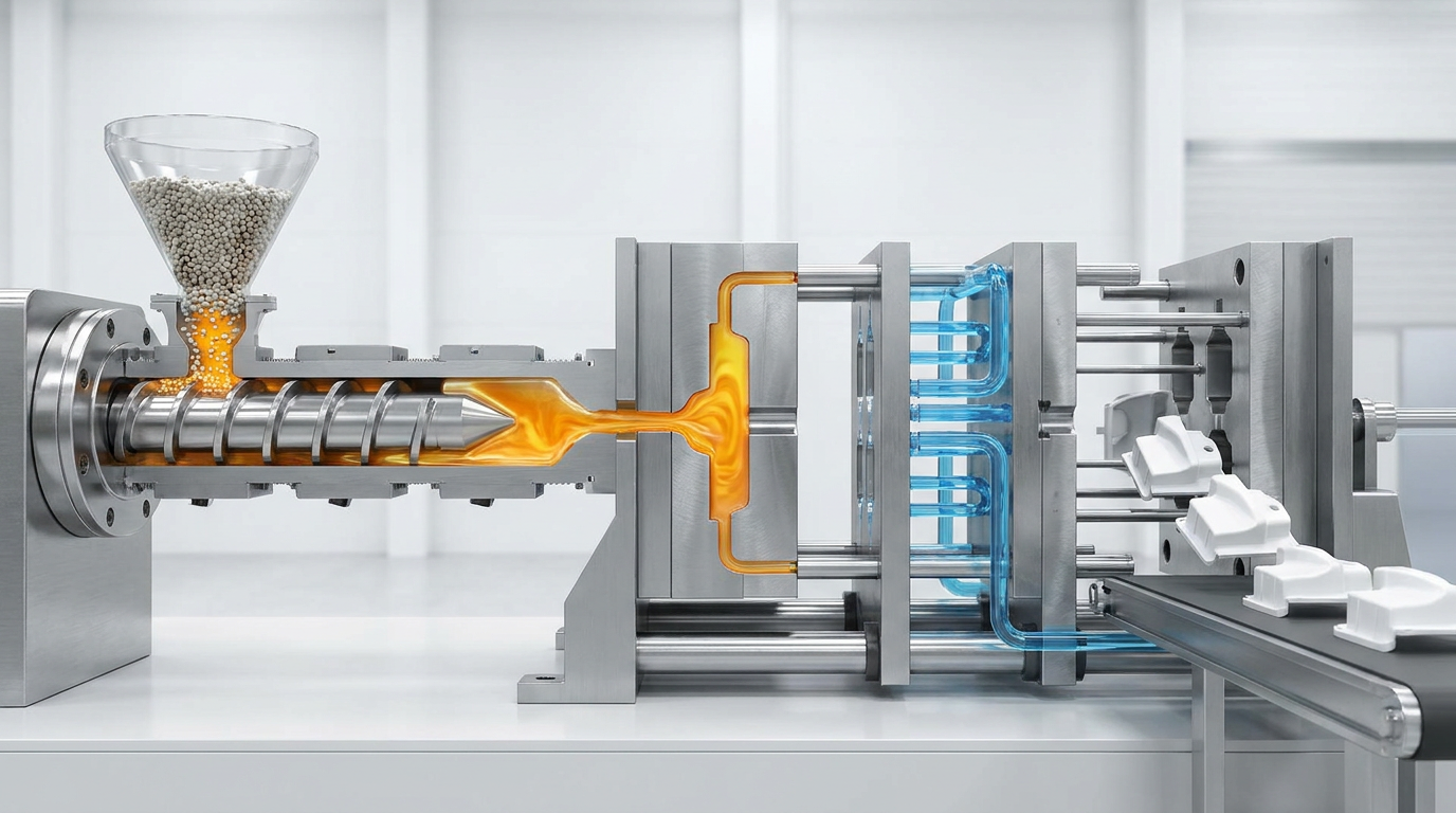 The four stages of injection molding process diagram
